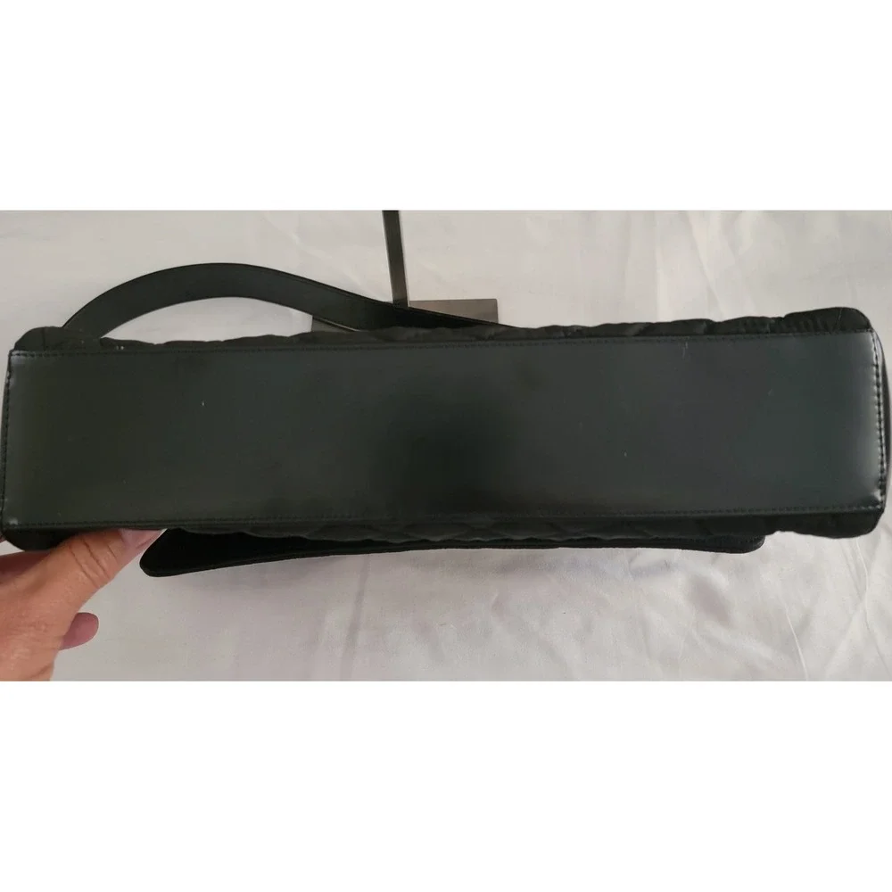 Bally Blk Quilt Nylon Leather Trim‎ Shoulder Bag Silver Hardware Handbag vintage